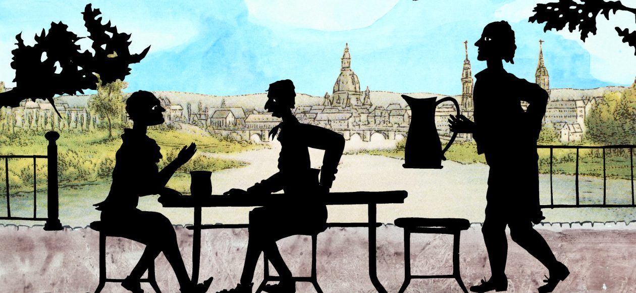 Sequenz aus dem Silhouettenfilm „Komponieren beim Spazieren“ über Carl Maria von Weber