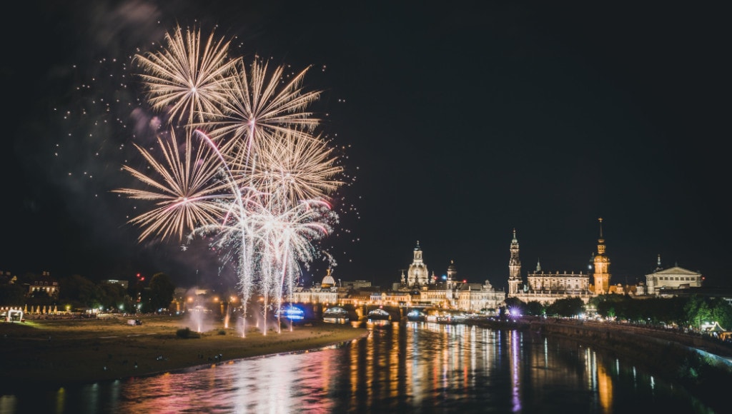 Fireworks at the city festival in Dresden