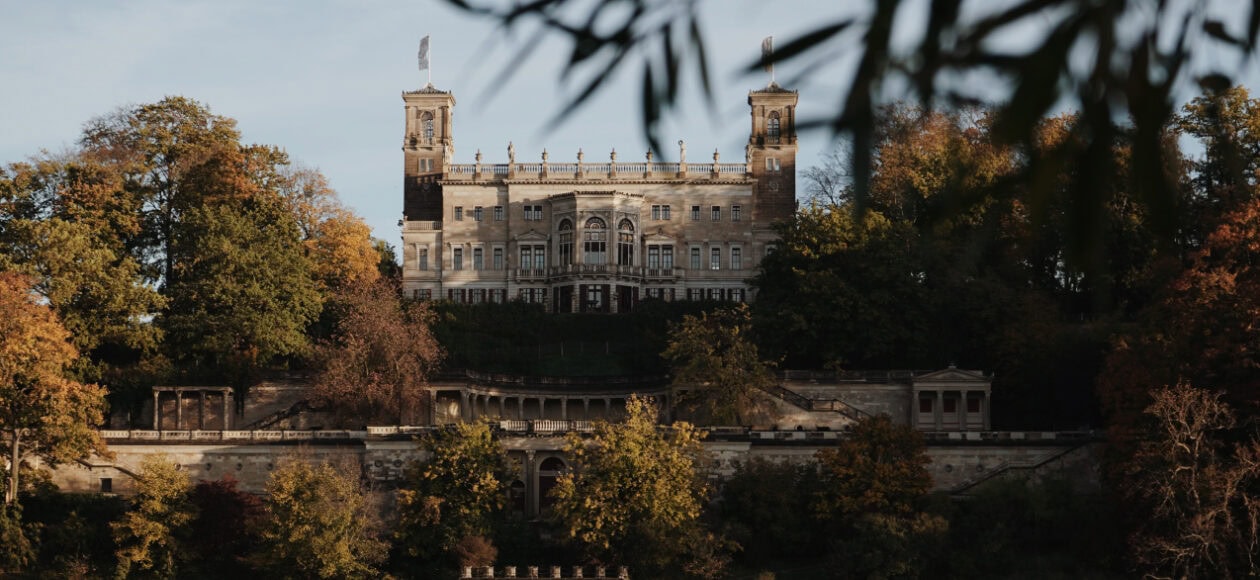 Das Schloss Albrechtsberg in Dresden in der Außenansicht.