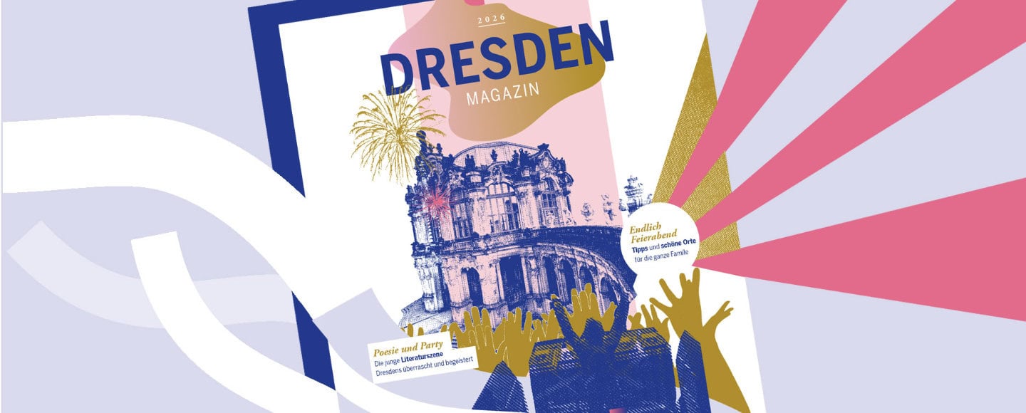 Cover vom Dresden Magazin 2026 mit Illustrationen