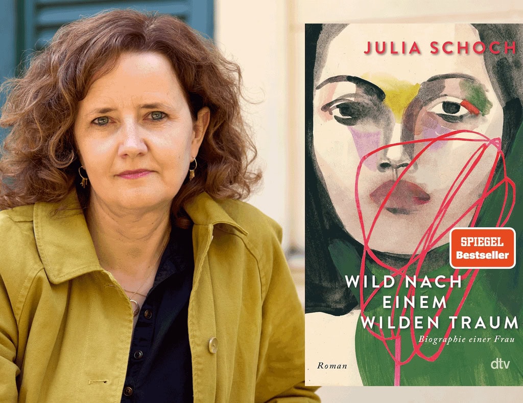 Porträt von Julia Schoch, daneben das Buchcover