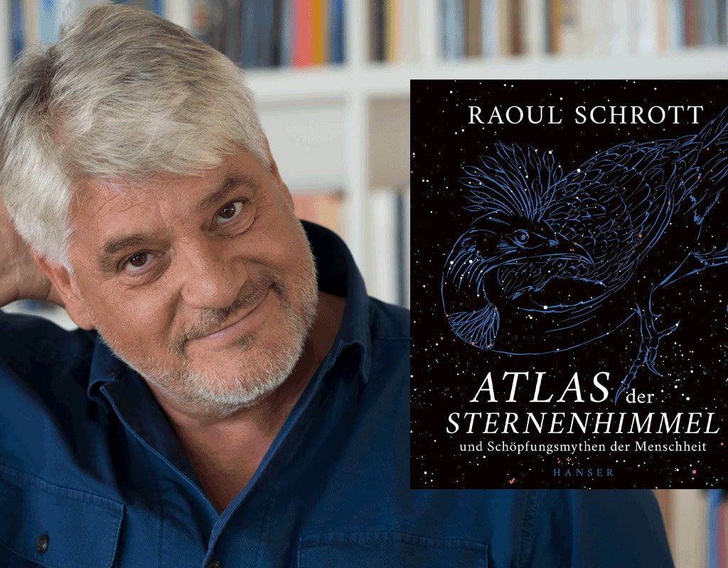 Porträt von Raoul Schrott, daneben das Buchcover.